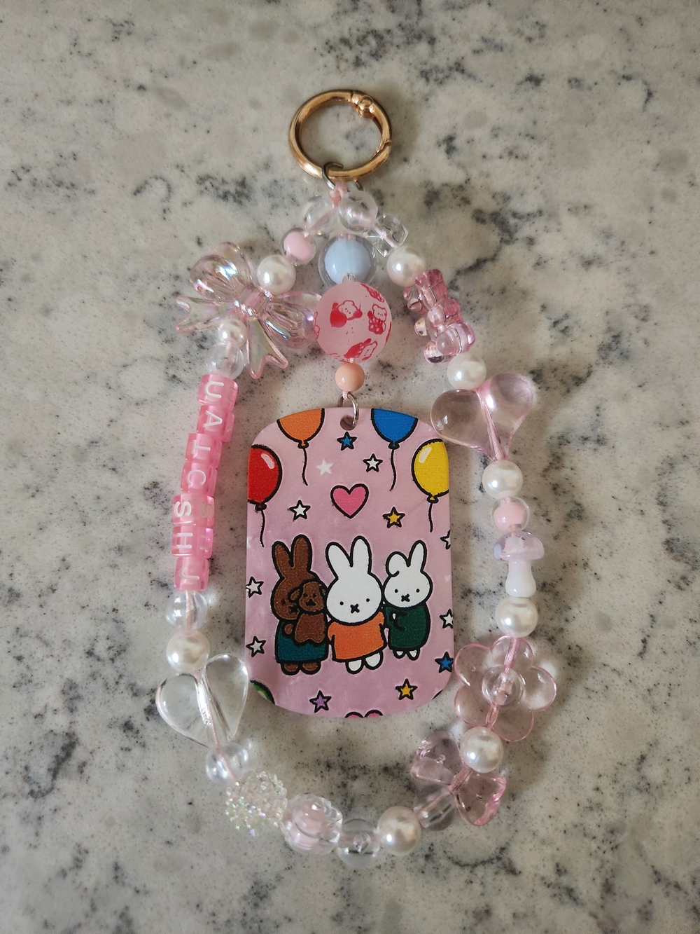 Pink Bunny Charm Keychain